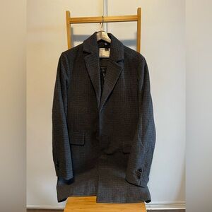 Frank & Oak Men’s Grey Patterned Wool Topcoat (Small)